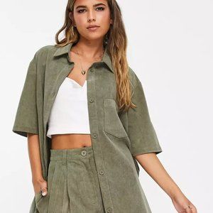 ASOS DESIGN drapey bowling shirt (part of a set)